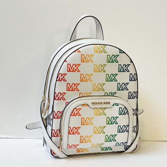 Michael Kors Jaycee Medium Backpack MK Rainbow Optic White Multi main image 7